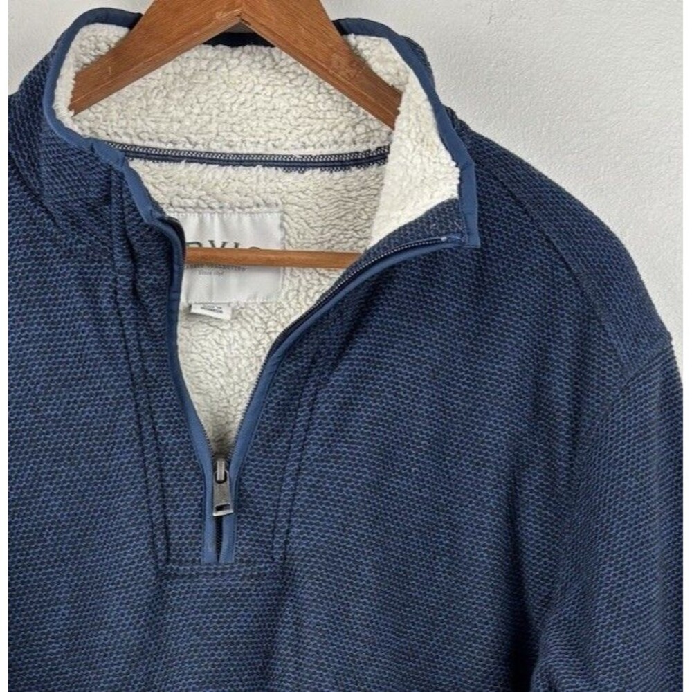 Orvis Fleece Jacket Mens Medium Sherpa Lined Knit 1/4 Zip Casual Pullover Blue